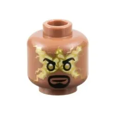 LEGO - Minifig, Head Black Goatee, Gold Eyes w/ Bright Yellow Electricity Mask
