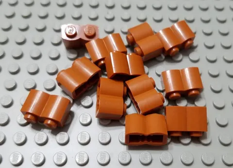 LEGO Lot of 12 Medium Dark Flesh 1x2 Log Brick Parts Pieces