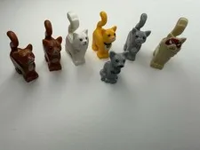 Lego Standing Cats Lot Of 7 Different Unique Cats Animal