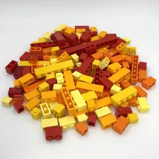 Lego Blocks Bricks Building Yellow Red Orange Bulk Lot  1x1  1x2 1x3 1x4 Wt 5 oz