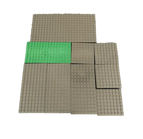 VTG Lego THICK Base Plate LOT Gray (2) 8x16, (1) 12x24, (6) 8x8 & Green (1) 8x16
