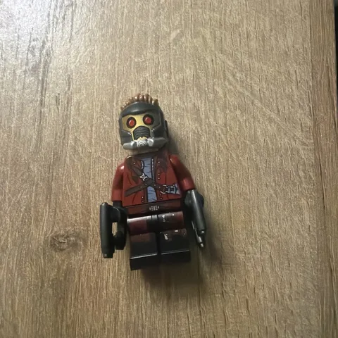 LEGO Star-Lord Minifigure Red Jacket Outfit Helmet Gold Mask Plastic Figure