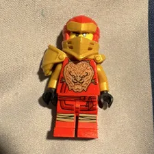 LEGO Minifigure Red & Gold Ninja with Armor & Hood Plastic Figure