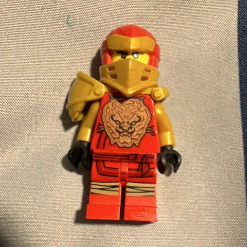 LEGO Minifigure Red & Gold Ninja with Armor & Hood Plastic Figure