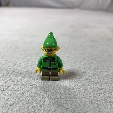 LEGO Elf Minifigure Green Hat Glasses Tan Pants Christmas Toy Small Figure