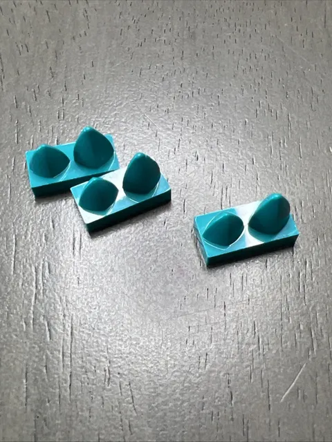 LEGO 15209 Dark Turquoise Tile, Modified 1 x 2 with 2 Teeth Vertical 3 Pieces