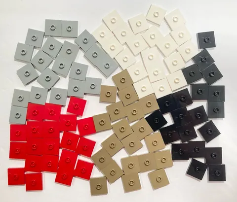 LEGO Lot of 100 Multicolor Plate Modified 2x2 With Stud In Center 87580