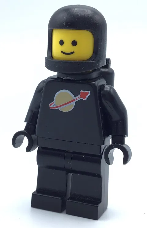 LEGO CLASSIC BLACK SPACE MAN MINIFIGURE ASTRONAUT FULL GOLD MOON