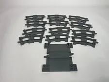 Lego Duplo Gray Train Tracks Lot of 13 Curved Tracks Road Crossing