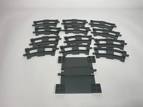 Lego Duplo Gray Train Tracks Lot of 13 Curved Tracks Road Crossing