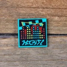 LEGO Vidiyo Dark Turquoise Tile 2x2 BeatBit Album Cover Dots Pattern 3068pb1612
