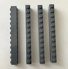 Lego 4 New Pieces Brick 1x12 Dark Bluish Grey #6112