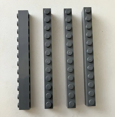 Lego 4 New Pieces Brick 1x12 Dark Bluish Grey #6112