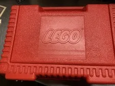 Vintage 1984 Red Lego Portable Carrying Case plus Legos, mini-figs, Tree