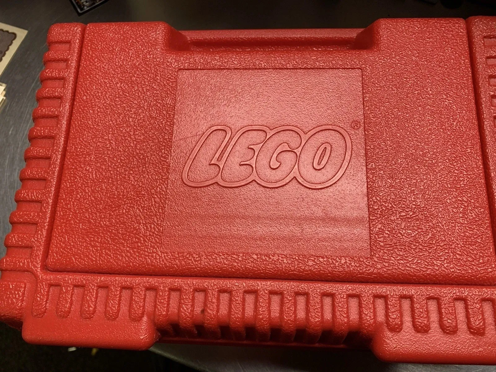 Vintage 1984 Red Lego Portable Carrying Case plus Legos, mini-figs, Tree
