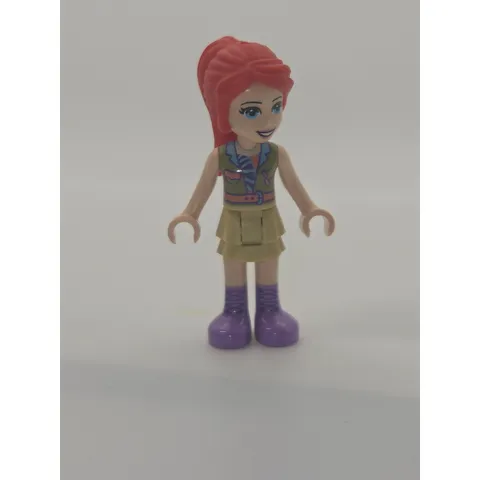 LEGO Friends Mia Minidoll Safari Outfit Red Ponytail Purple Boots Figure