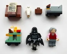 LEGO Harry Potter Mixed Parts LOT Hedwig, Trolley Witch, Dementor, Daily Prophet