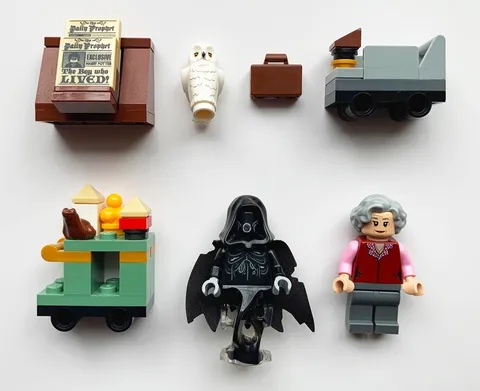 LEGO Harry Potter Mixed Parts LOT Hedwig, Trolley Witch, Dementor, Daily Prophet