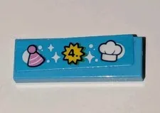 LEGO Medium Azure 1x3 Tile # 4 Pink Party Hat & White Ched Hat Pattern Set 42650