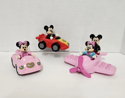 Duplo Lot 2 Mickey and 2 Minnie with Pink Airplane, Pink Car and Red Car
