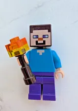 LEGO® Minifigure min009 - Steve (Dark Purple Legs), Minecraft (Great Condition)