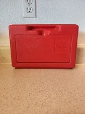 Vintage 1983 Hard Red Plastic LEGO Carrying Storage Case Box Bin Tote