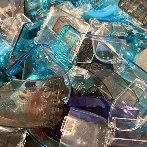 LEGO 100 PCS. BLUE GREY RANDOM PCS/PARTS, WINDSHIELDS, WINDOWS, DOMES