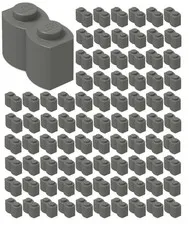 NEW LEGO Lot Of 100 1X2 Bricks Round Dark Bluish Gray