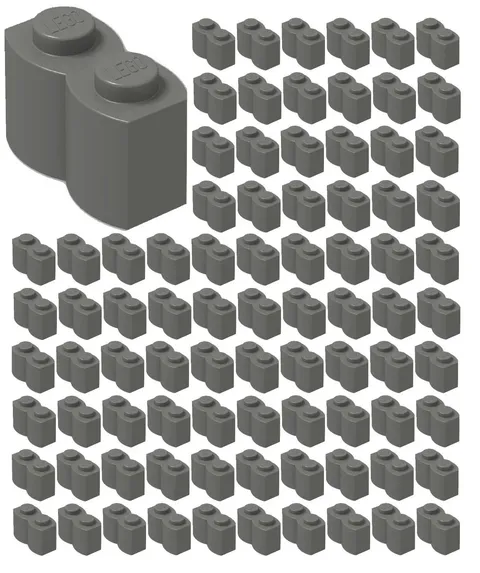 NEW LEGO Lot Of 100 1X2 Bricks Round Dark Bluish Gray