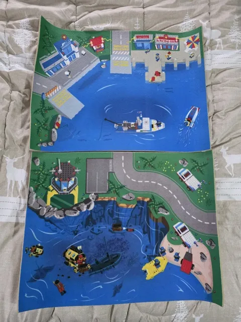 2x Vintage Lego City Felt Play Mat 23.5" X 17.5"