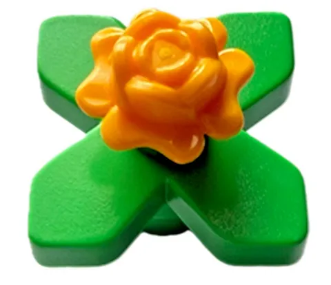 Lego NEW Yellow ROSE FLOWER on Green LEAF Plant Garden Patch Part D834