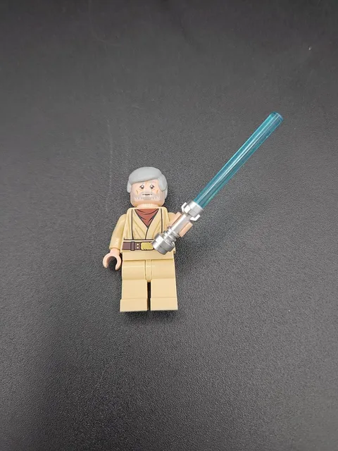 Lego Minifigure Star Wars Obi-Wan Kenobi Old Gray Hair Light Saber