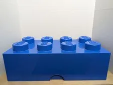 COLLECTIBLE Lego 8 Stud Storage Brick Stackable BLUE, Full With Duplos