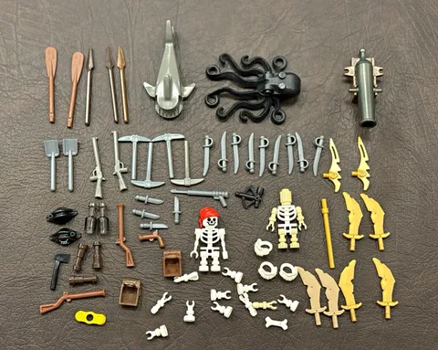 LEGO Pirates Minifigures Lot of 5 w/ Skeleton, Weapons & Accessories