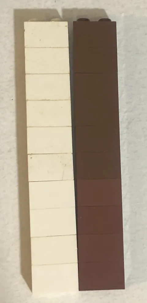 Lego 1x2 Brick Bricks Lot Of 20 Toy Toys Pieces Parts 2 Pegs White And Brown