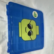 LEGO Blue Storage Container 18 Compartments Minifigure Head Design Portable