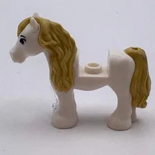 LEGO Friends White Horse w/ Tan Mane and Tail Animal Figure Mini Doll Accessory