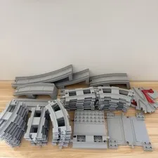 Lego Duplo Light Grey Train Tracks Straight Curved Switch x 48 Genuine Pieces