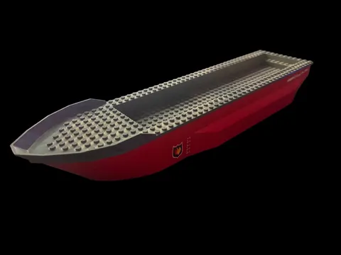 LEGO Fireboat Hull Boat Hull Red Gray Piece From Set 7207 Genuine LEGO Part NM