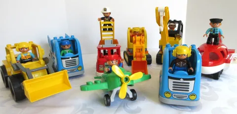 Lego Duplo Lot Vehicles, Cars, Fire Truck, Construction DOZER, PLANES, TRAILER 1