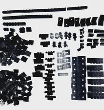 Lego Lot 229 Black Brackets Modified Plates/Bricks Side Studs Chair Seat Panels