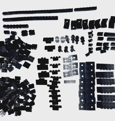 Lego Lot 229 Black Brackets Modified Plates/Bricks Side Studs Chair Seat Panels