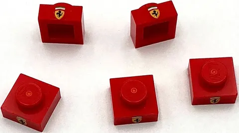 Lego 5 New Red Plates 1 x 1 Stud with Ferrari Emblem Pattern Parts