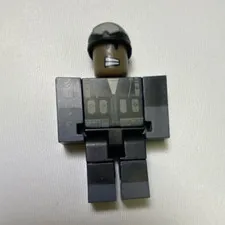 LEGO Minifigure Dark Gray Figure with Helmet mild scratches around body and face
