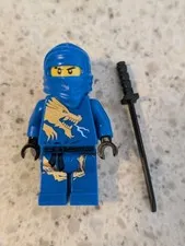 LEGO NINJAGO Jay DX  Blue Ninja Minifigure w/ Hood Dragon Torso Print w/ Sword