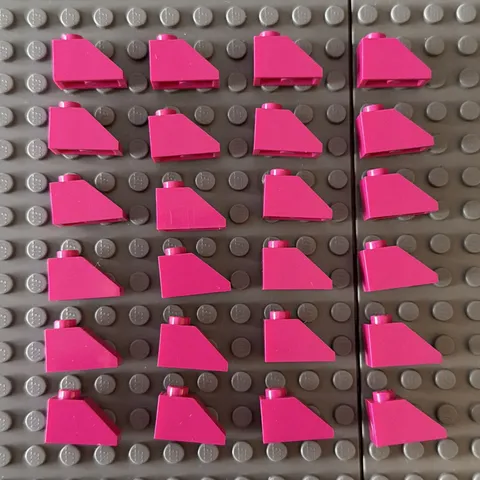 Lego Lot Magenta Brick Sloped 45° 2x1 with Bottom Pin 3040b (lot of 4)