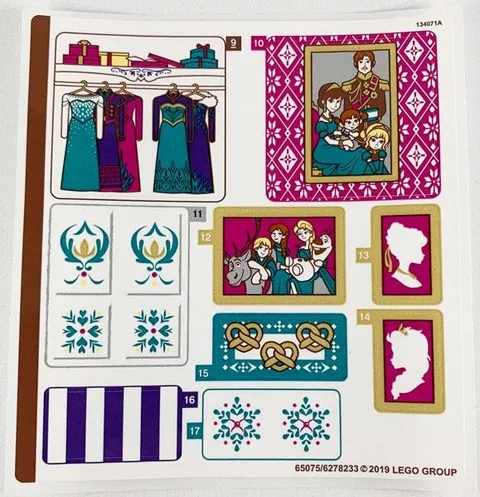 LEGO STICKER SHEET #1 ONLY 41167 ARENDELLE CASTLE VILLAGE from set New