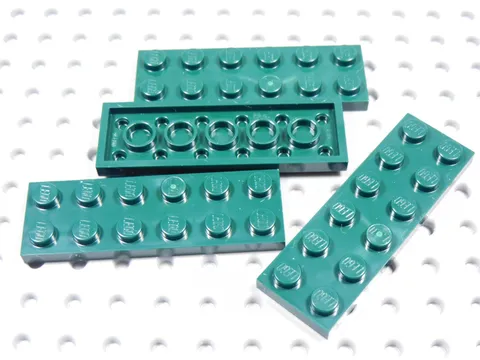 LEGO Lot of 4 Dark Green 2x6 Plates BO