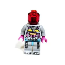 Lego Minifigure Robot MOC Robot Body Robot Legs Trans Red Head Pink Hands