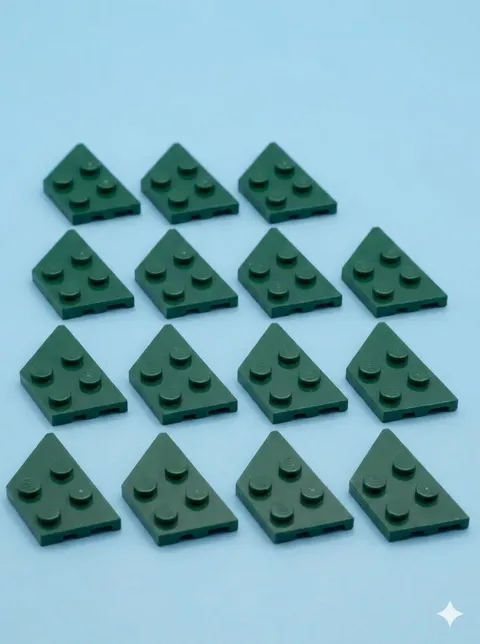 15x LEGO 2x4x18° Earth Green Wedge Wing Plates Bricks Pieces 6018484 Fifteen NEW
